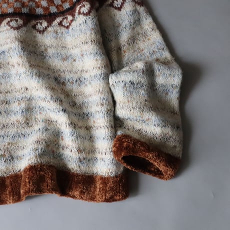 ROLL NECK MIX YARN NORDIC  SWEATER