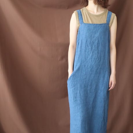 EURO INDIGO LINEN CAMISOLE DRESS