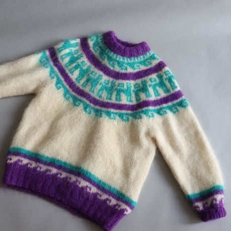 MOHAIR WOOL NORDIC KNIT SWEATER