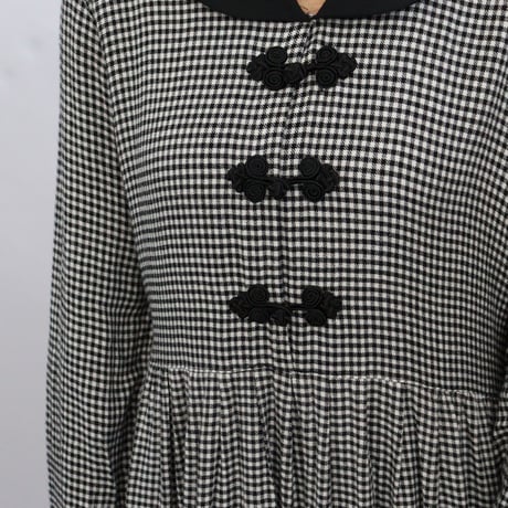 GINGHAM CHECK CHINA BUTTON DRESS