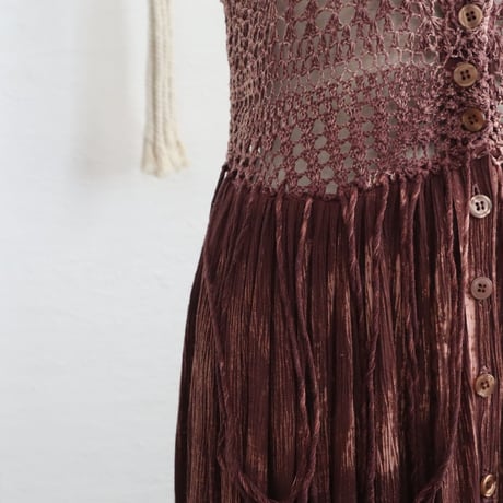 1970'S CROCHET SWITCHED MARBLE RAYON DRESS