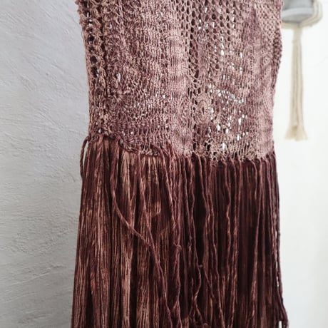 1970'S CROCHET SWITCHED MARBLE RAYON DRESS
