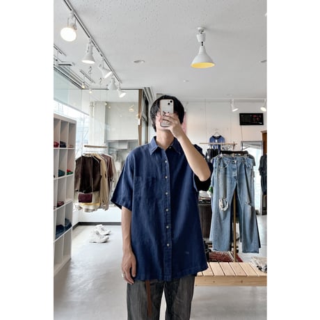 Vintage Navy Color Linen Shirt