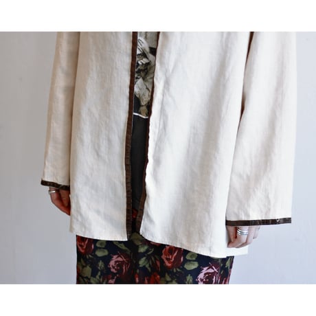 1990s Vintage Linen Buttonless Jacket / Made in USA