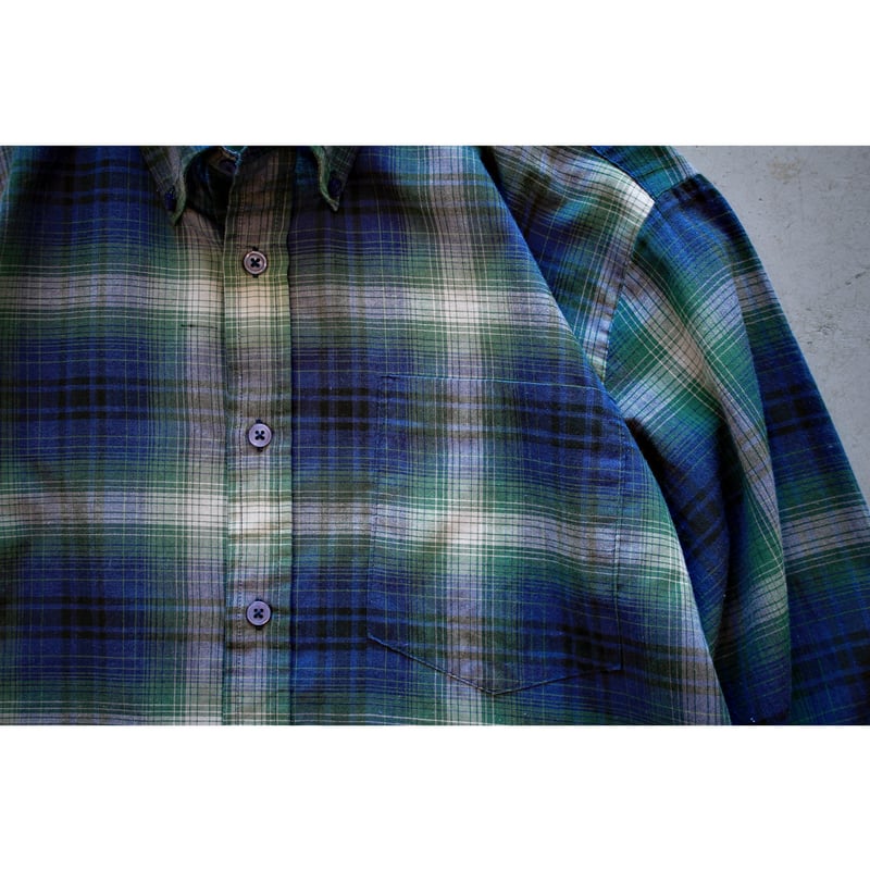 1990s〜 Navy Green Ombre Plaid Shirt | no.vel O