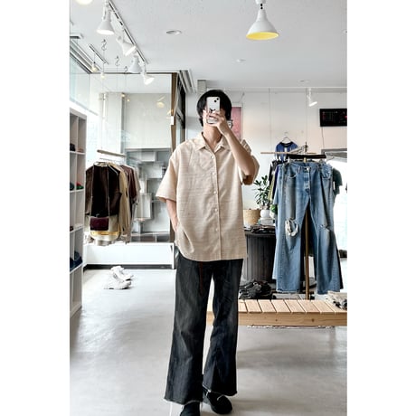 Vintage Textile Waven Opencollar Shirt / Made in India
