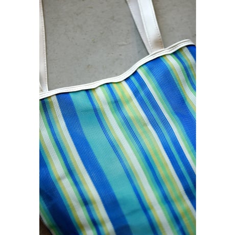 “C&A” Multicolor Stripe Nylon Summer Tote Bag