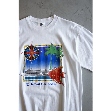 1990s Cruise Print White Tshirt Made in Panama