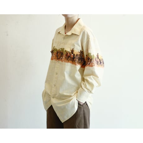 1990s Cowboy Print Western Shirt