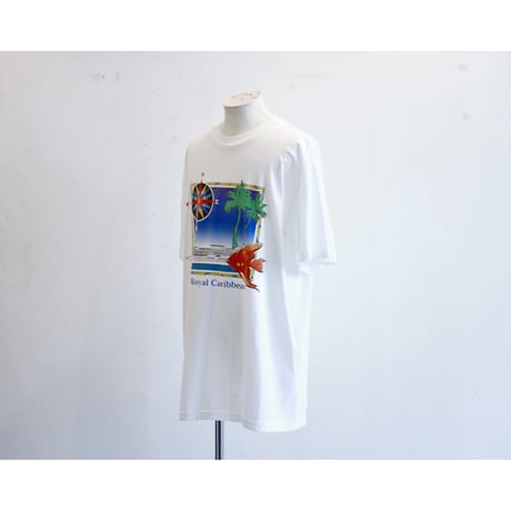 1990s Cruise Print White Tshirt Made in Panama