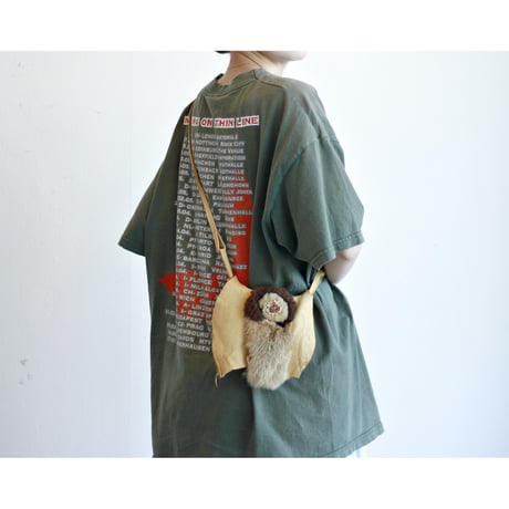 Vintage Real Leather & Fur Mini Shoulder Pouch