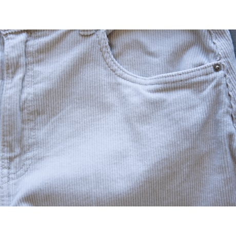 EU Modern Ivory Corduroy Wide Pants