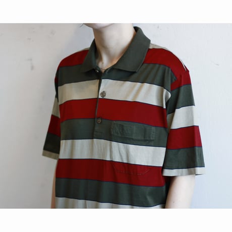 1990s Old “CELINE” Stripe Polo Shirt / Made in ITALY