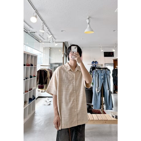 Vintage Textile Waven Opencollar Shirt / Made in India