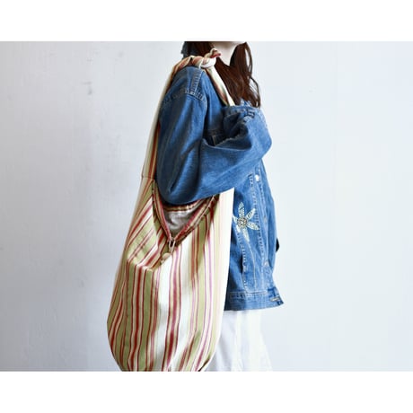 Multicolor Stripe Tie Strap Tote Bag