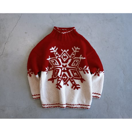 1990s〜 “EXPRESS TRICOT” Snowflake Mockneck Wool Sweater