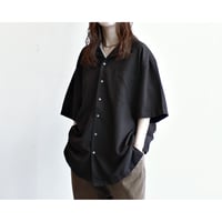 Vintage Waven Rayon Blend Black Opencollar Shirt