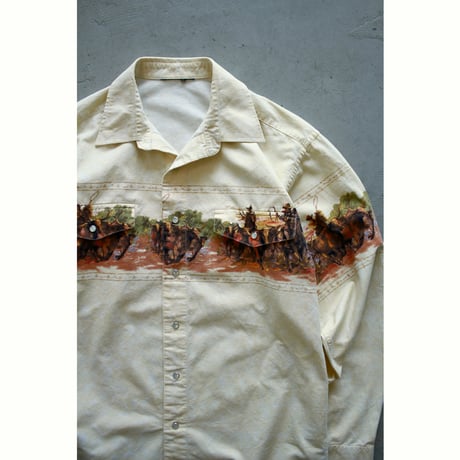 1990s Cowboy Print Western Shirt