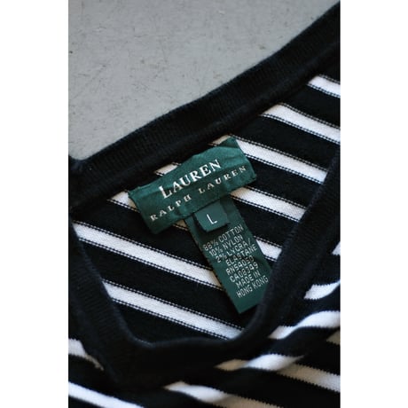 1990s “LAUREN RAPLH LAUREN” Stripe Vneck Vest / Made in Hong Kong