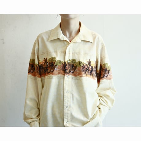 1990s Cowboy Print Western Shirt