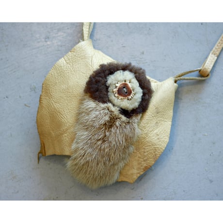 Vintage Real Leather & Fur Mini Shoulder Pouch