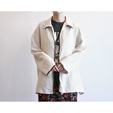 1990s Vintage Linen Buttonless Jacket / Made in USA