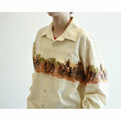 1990s Cowboy Print Western Shirt