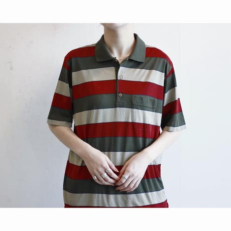 1990s Old “CELINE” Stripe Polo Shirt / Made in ITALY