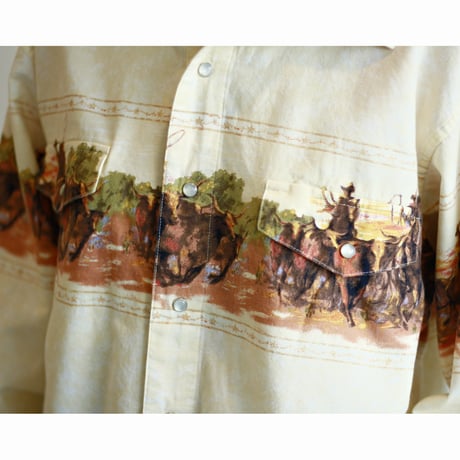 1990s Cowboy Print Western Shirt