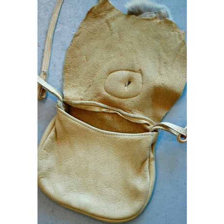 Vintage Real Leather & Fur Mini Shoulder Pouch