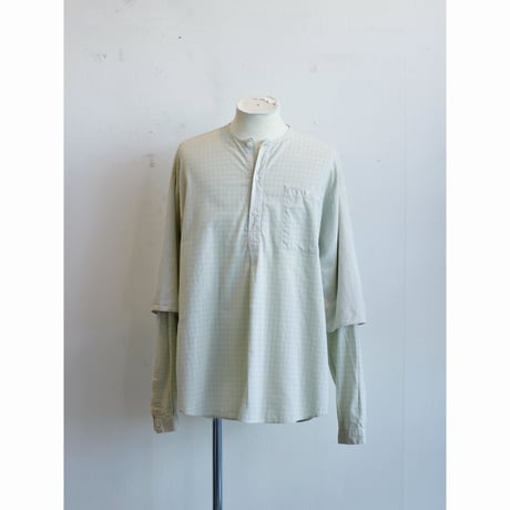 EU Vintage Henryneck Layered Plaid Shirt / Made in Italy