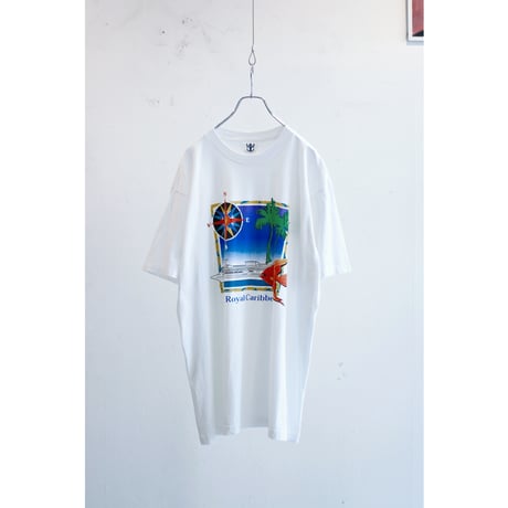 1990s Cruise Print White Tshirt Made in Panama