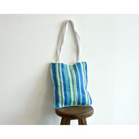 “C&A” Multicolor Stripe Nylon Summer Tote Bag