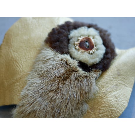 Vintage Real Leather & Fur Mini Shoulder Pouch