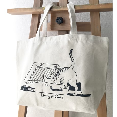 夕凪文具店　にしさかきみこ 「Living with cats」トートバッグ