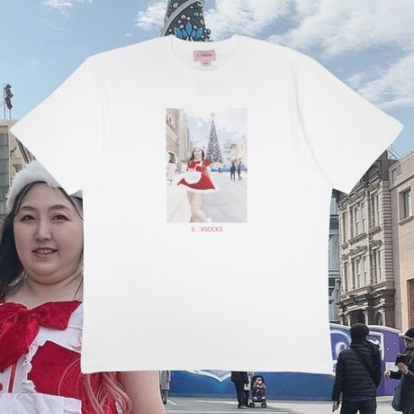 サンタコスでユニバ来たよTシャツ🎀white