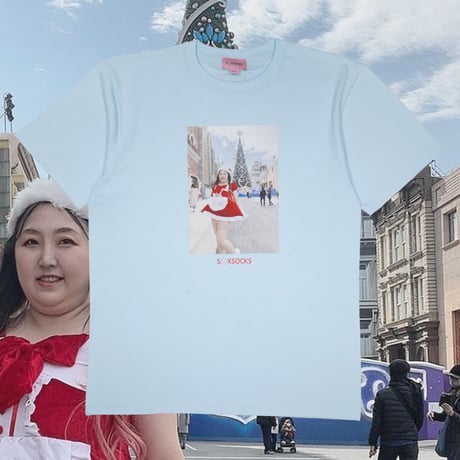 サンタコスでユニバ来たよTシャツ🎀lightblue