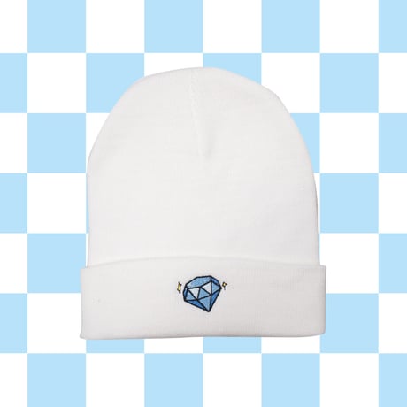 水色しんりゃ君ニットキャップ💎white