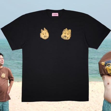 黒い濃い人おじさんやいびんTシャツ👰🏻black