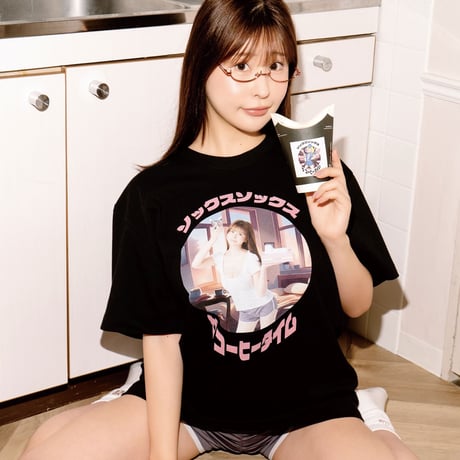 木南美々朝チュンコーヒーTシャツ👙black