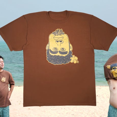 黒い濃い人おじさんやいびんTシャツ👰🏻brown