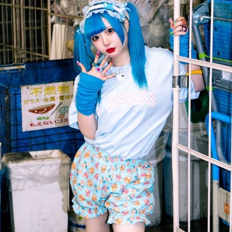 やっち確定チェッカーロゴTシャツ🌃lightblue