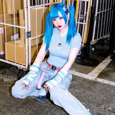 港区おじさんリブTシャツ🧖🏾‍lightblue