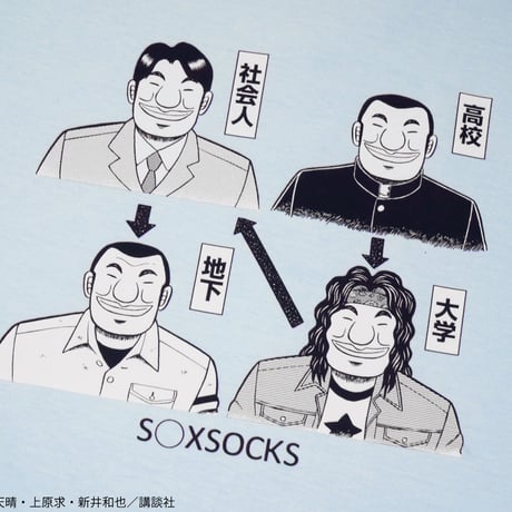 ハンチョウ遍歴Tシャツ💴lightblue