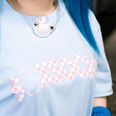 やっち確定チェッカーロゴTシャツ🌃lightblue
