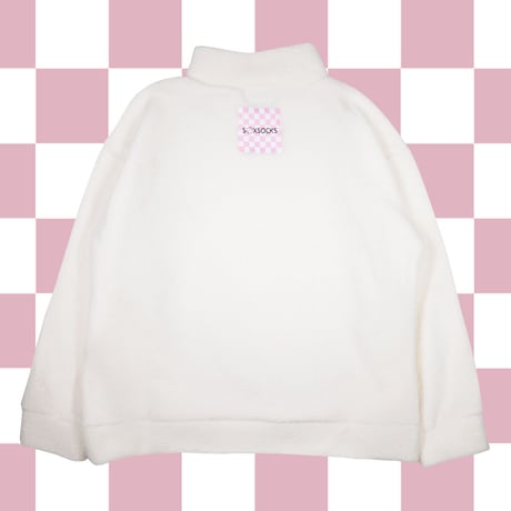 やっち確定メモリアルモコモコハーフジップ👒white
