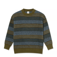 POLAR SKATE CO. GEORGE SWEATER - BLUE GREEN STRIPE