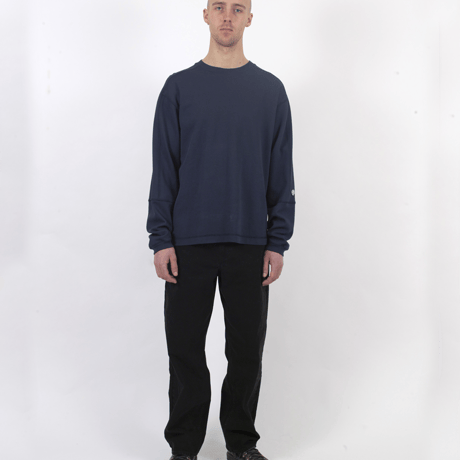 DANCER  Panel Pique Crewneck Navy