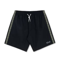 POLAR SKATE CO.  SWIM SHORTS | SQUARE STRIPE - BLACK / JADE GREEN