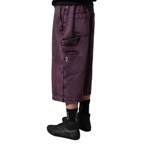 POETIC COLLECTIVE  SCULPTOR SHORT - PURPLE ACID DENIM WASH